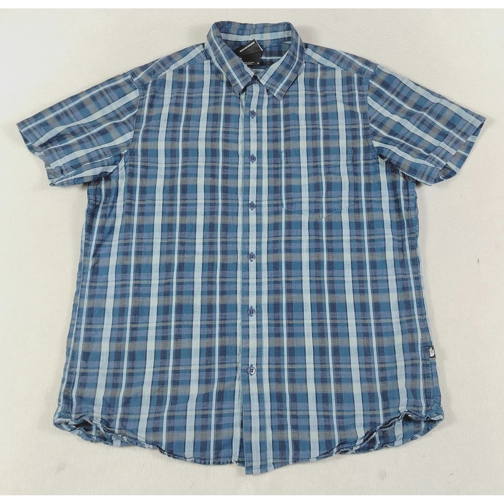 The North Face Shirt Mens Medium Blue Plaid Short Sleeve Button Up Summer